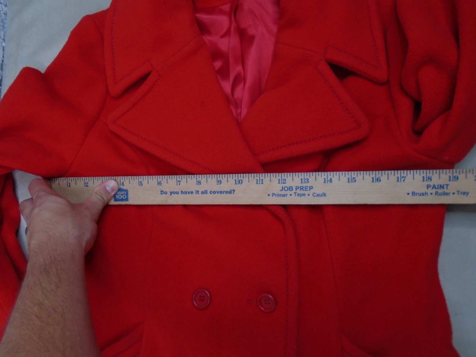 Vintage 80s Betty Rose Red Wool Peacoat Size Small Golden Buttons Double