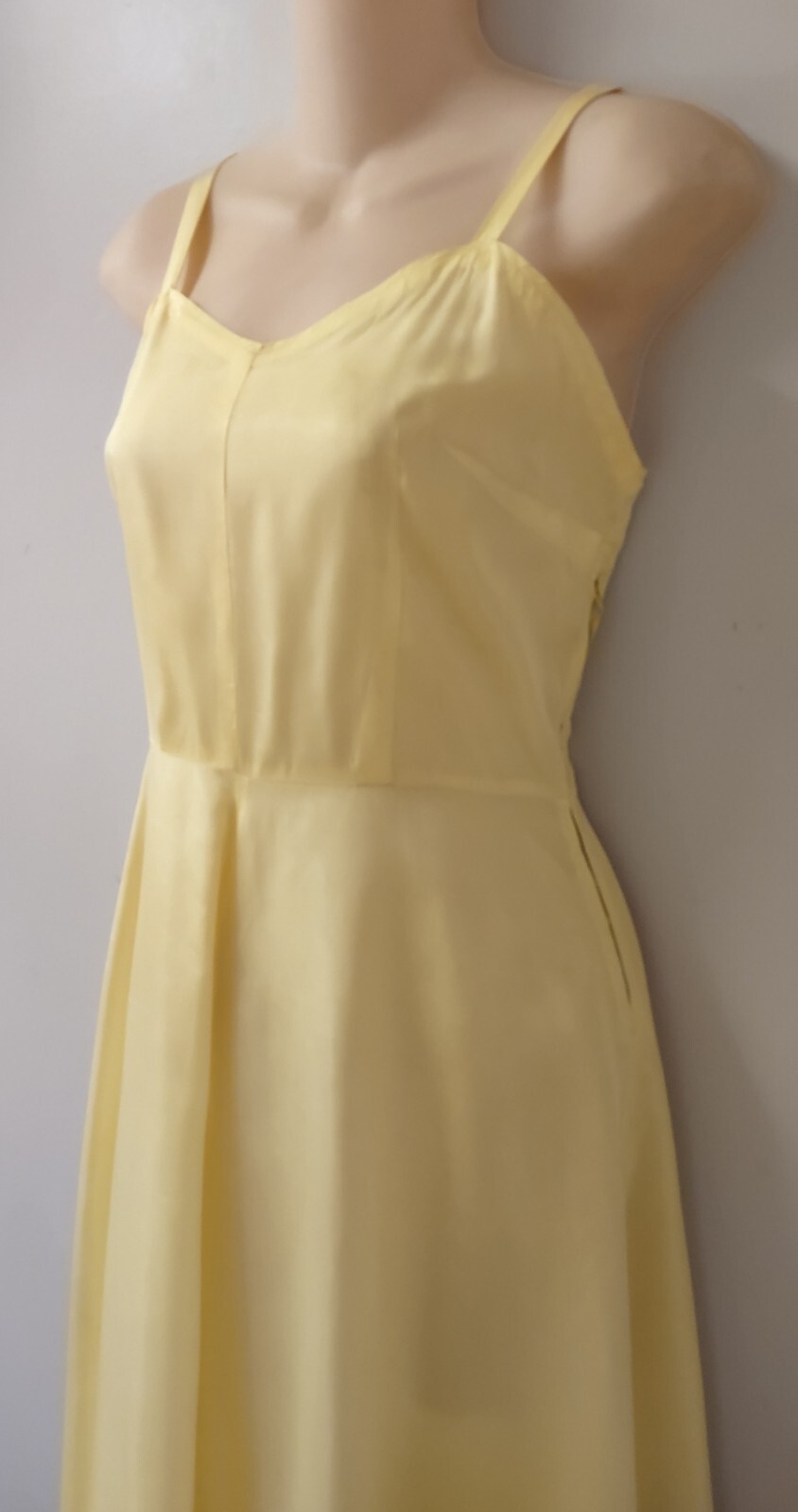 Vintage 40’s Hollywood Glamour Silk Rayon Yellow Bias Gown Dress Side Zipper S