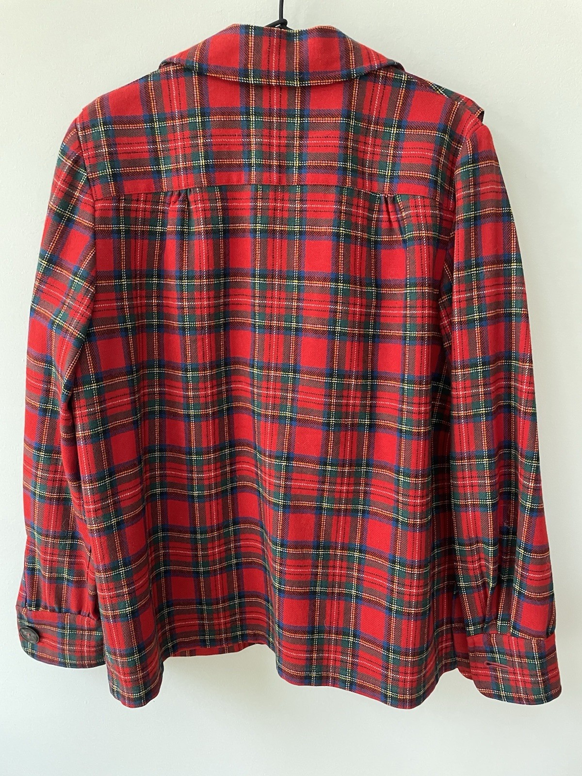 VTG 60s PENDLETON Jacket Shirt Shacket Women L 16 Wool 49er Red Tartan Plaid