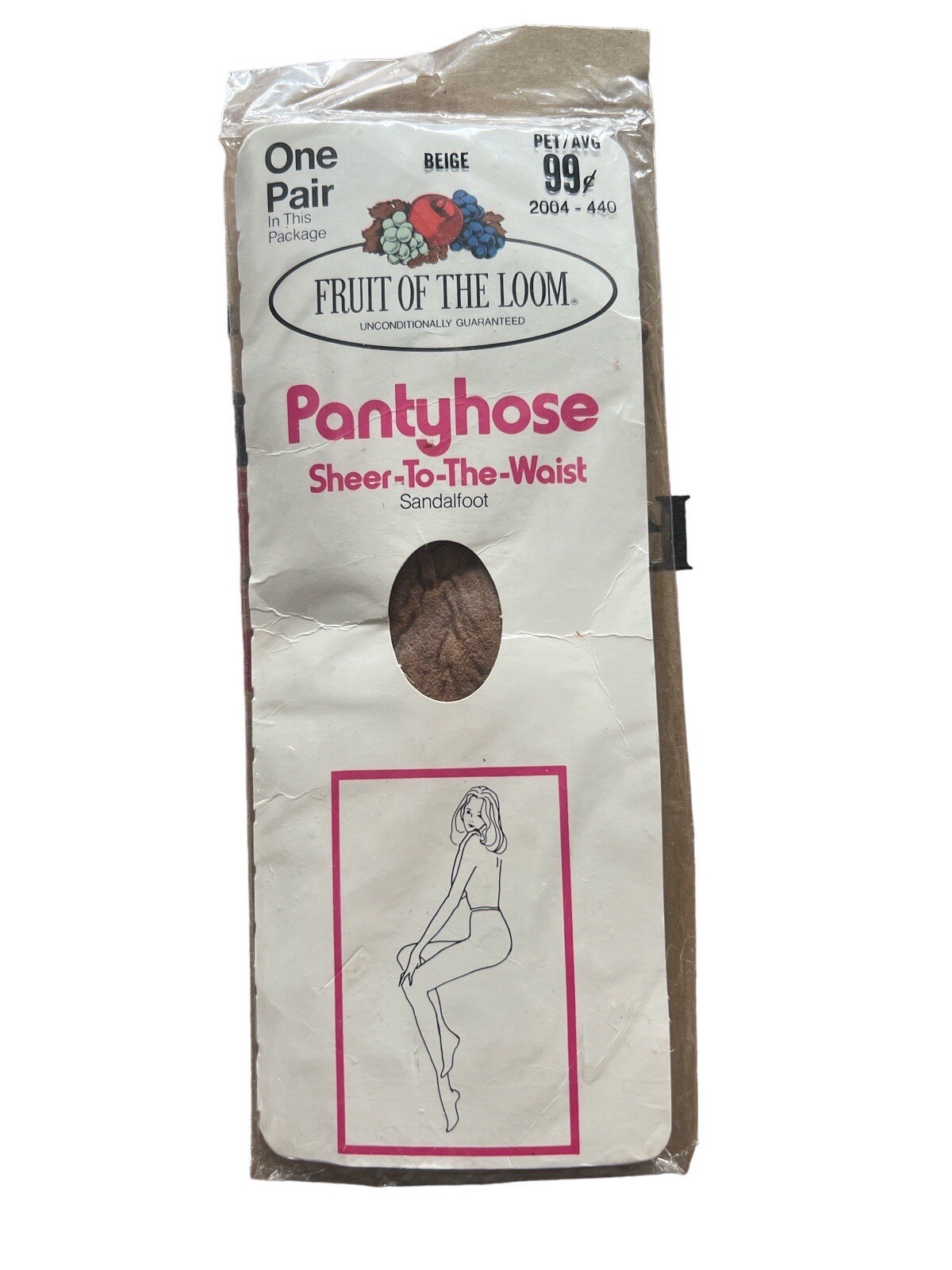 Fruit Of The Loom Pantyhose Vintage Sheer To The Waist 1 Beige PET/AVG NEW –