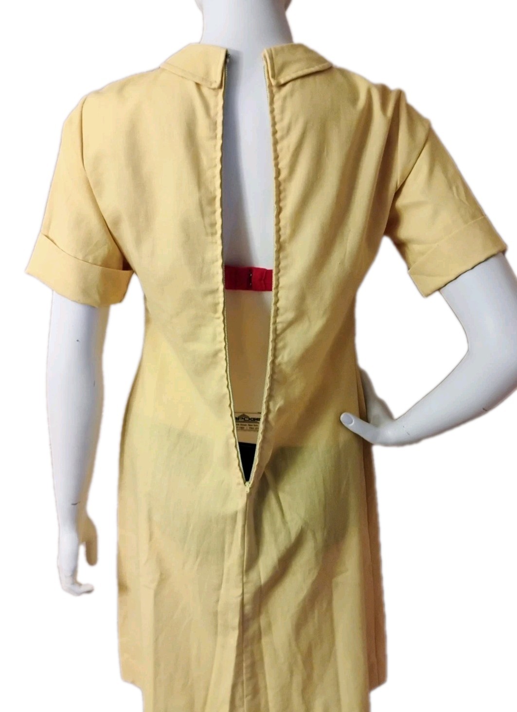 VTG 1970’s „the Art Shirt” Yellow Linen Pleated Ribbed Front Shirt Dress 9-10