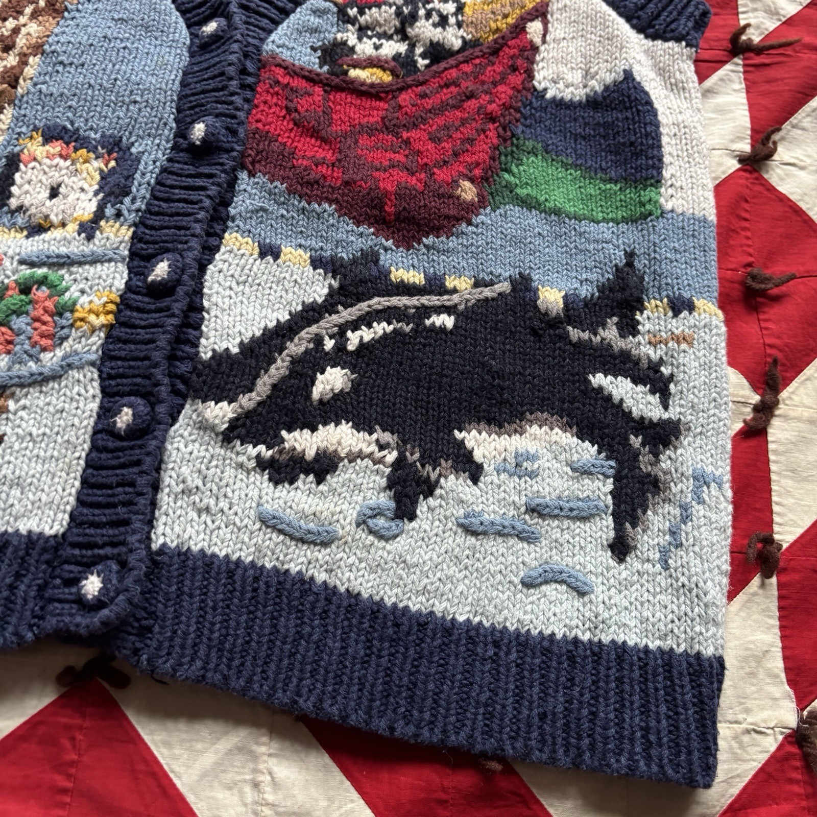 Vintage Women’s Knit Animal Sweater Vest As Is 90s Medium Granny