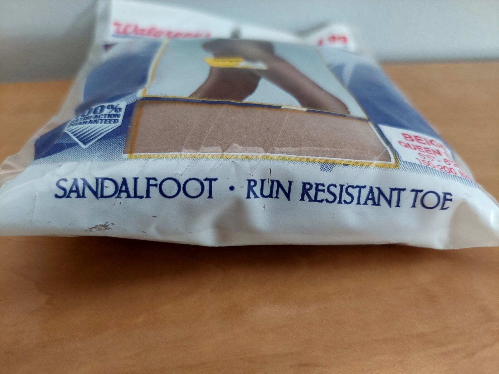 Vintage Pantyhose Walgreens Lycra Sandalfoot Color Color Beige Queen Size BSDR1