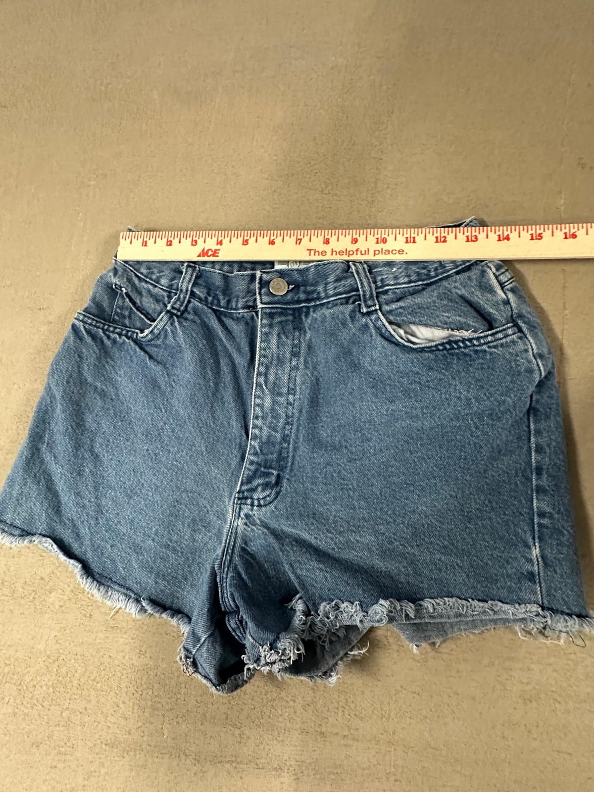 Vtg Denim Republic Jean Shorts Juniors 13/14 High Rise Mom Cut Off Fray USA MADE