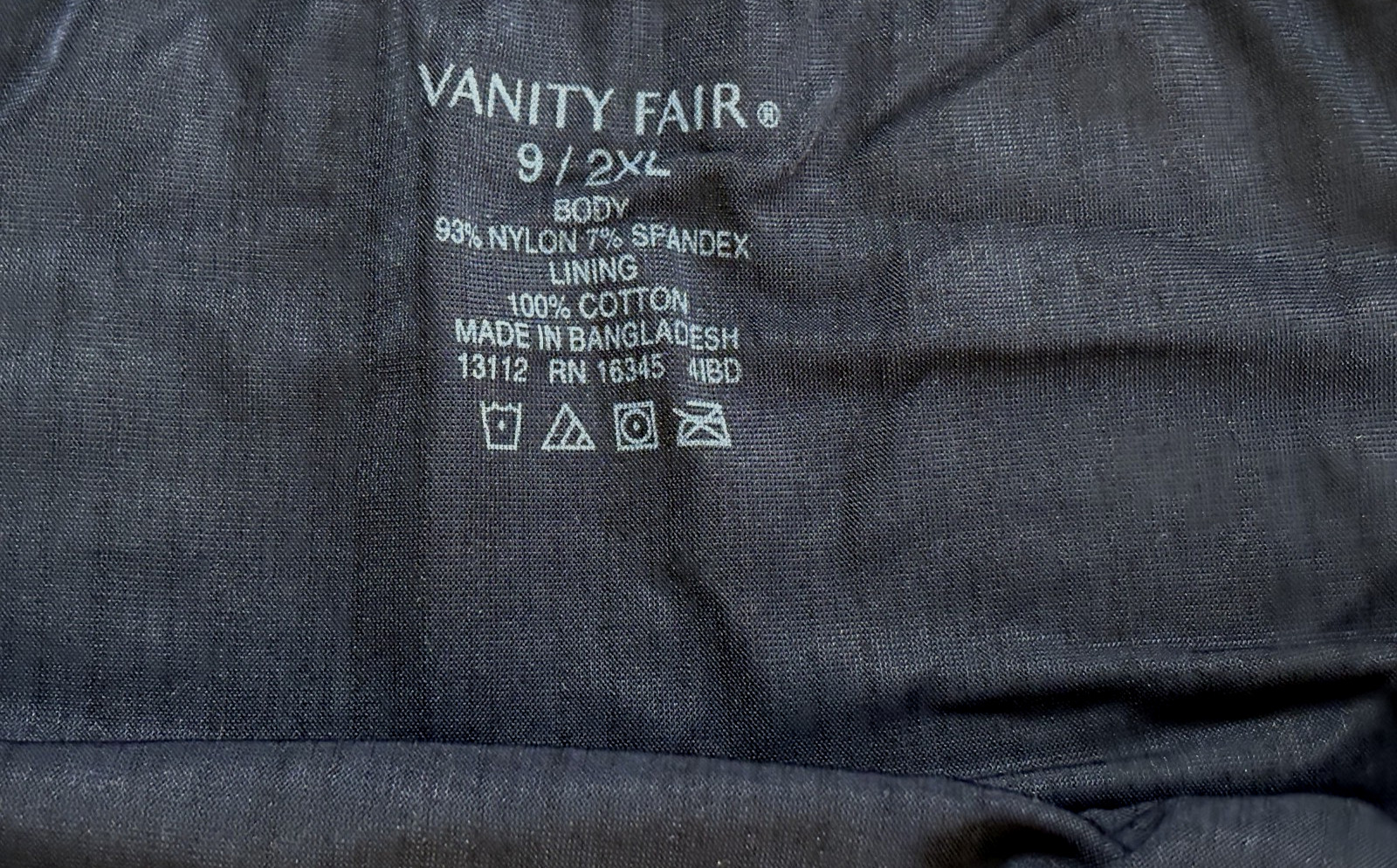 Vanity Fair 9/2XL BLACK Silky RADIANT COLLECTION Hi Cut Panties #3413112 NWT