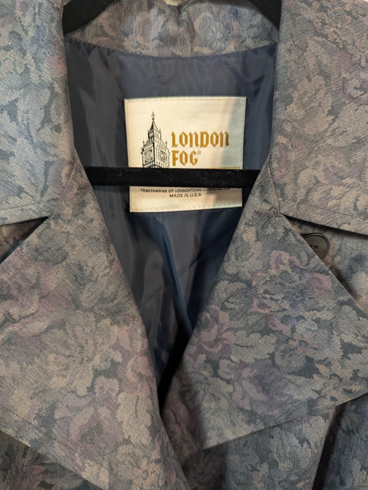 New Old Stock Vintage London Fog Floral Teflon Trench Rain Coat Size 8 Regular