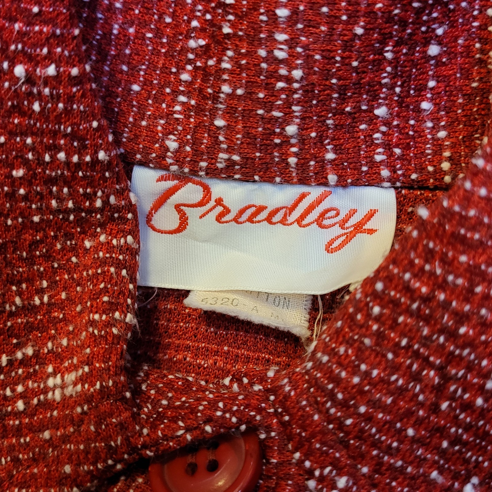 VTG 70s Red Nubby Textured Dagger Collar Button Up Shirt Jacket Wmn’s S
