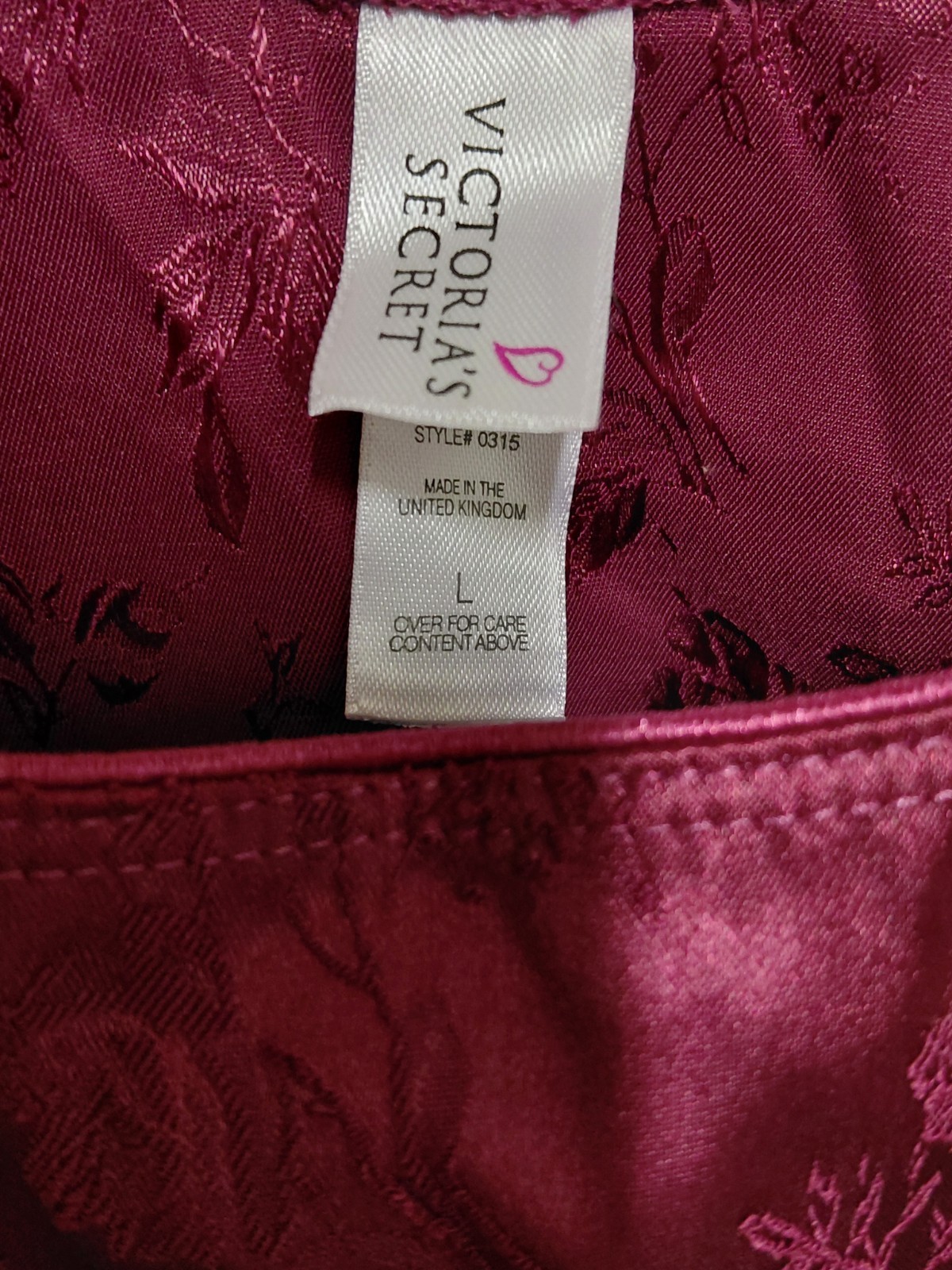 Vintage Victoria’s Secret Satin Floral Corset Top Bustier Tank Burgundy Large