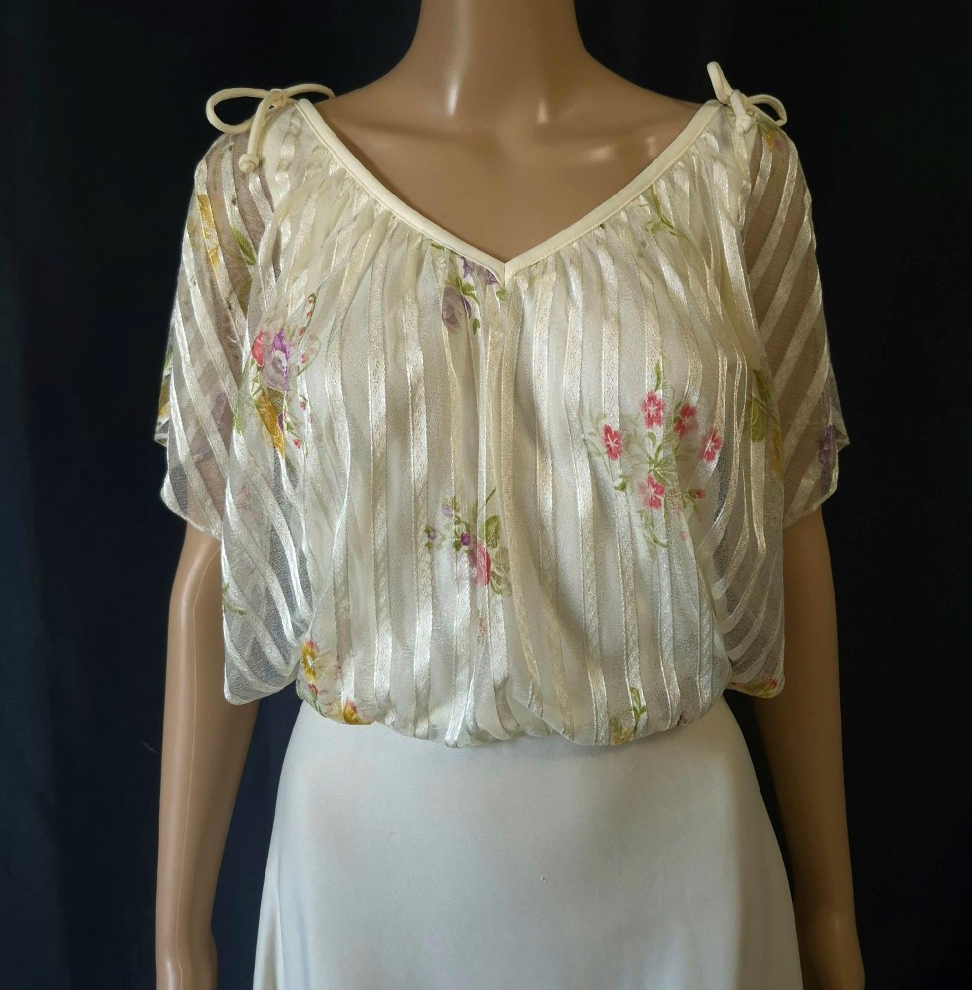 BOHEMIAN vintage 1970s FLOATY CHIFFON & DRAPED JERSEY MAXI DRESS – S