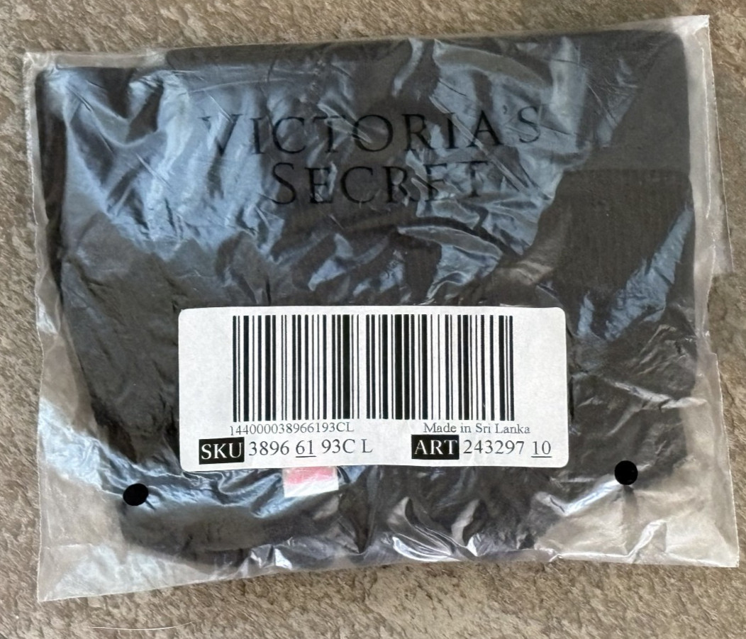 PINK Victoria’s Secret Large Black Velvet Cheeky Itsy Bikini Panties NIP NEW