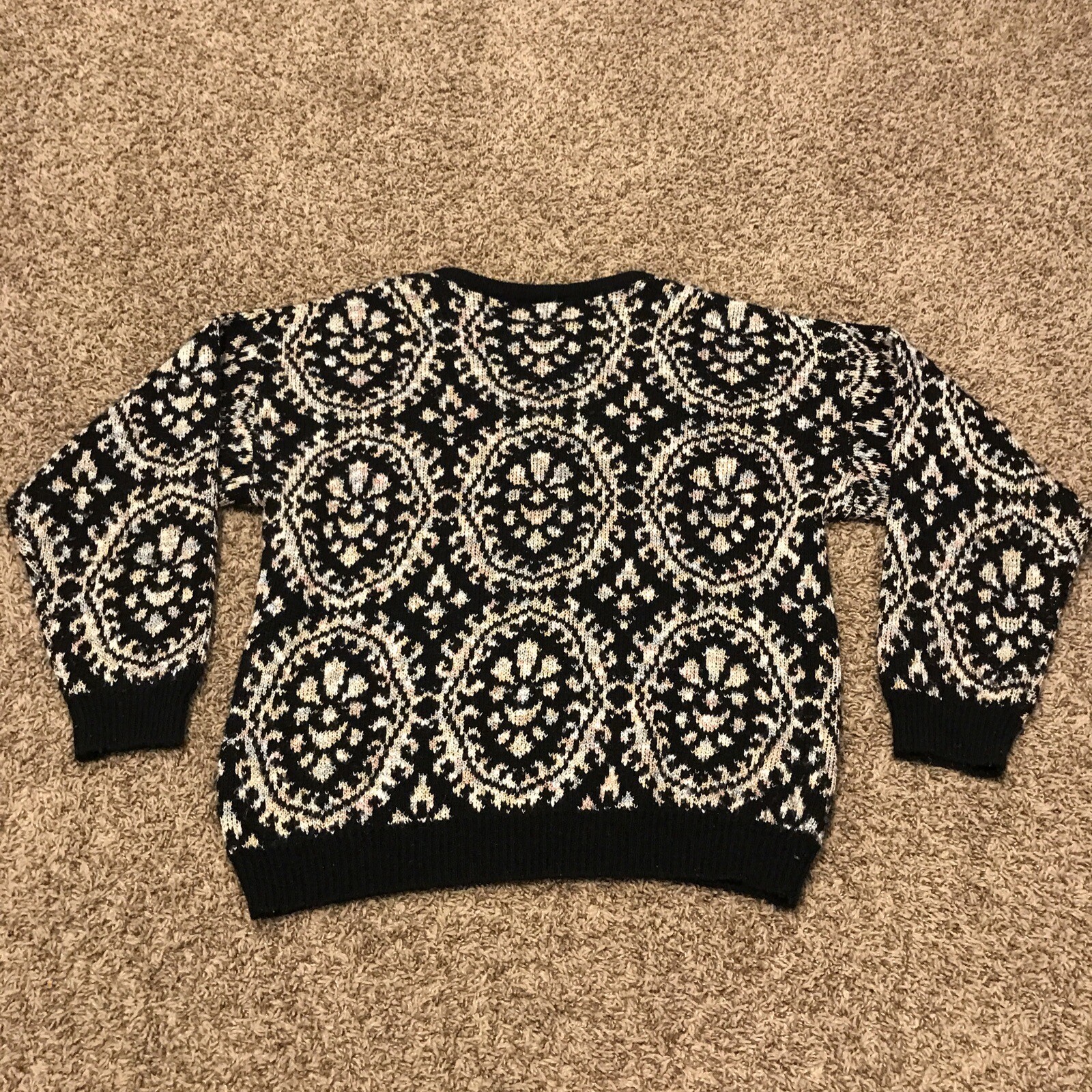 VTG. JESSICA STEVENS Glitter BLACK KNIT SWEATER SIZE L Acrylic Blend A21