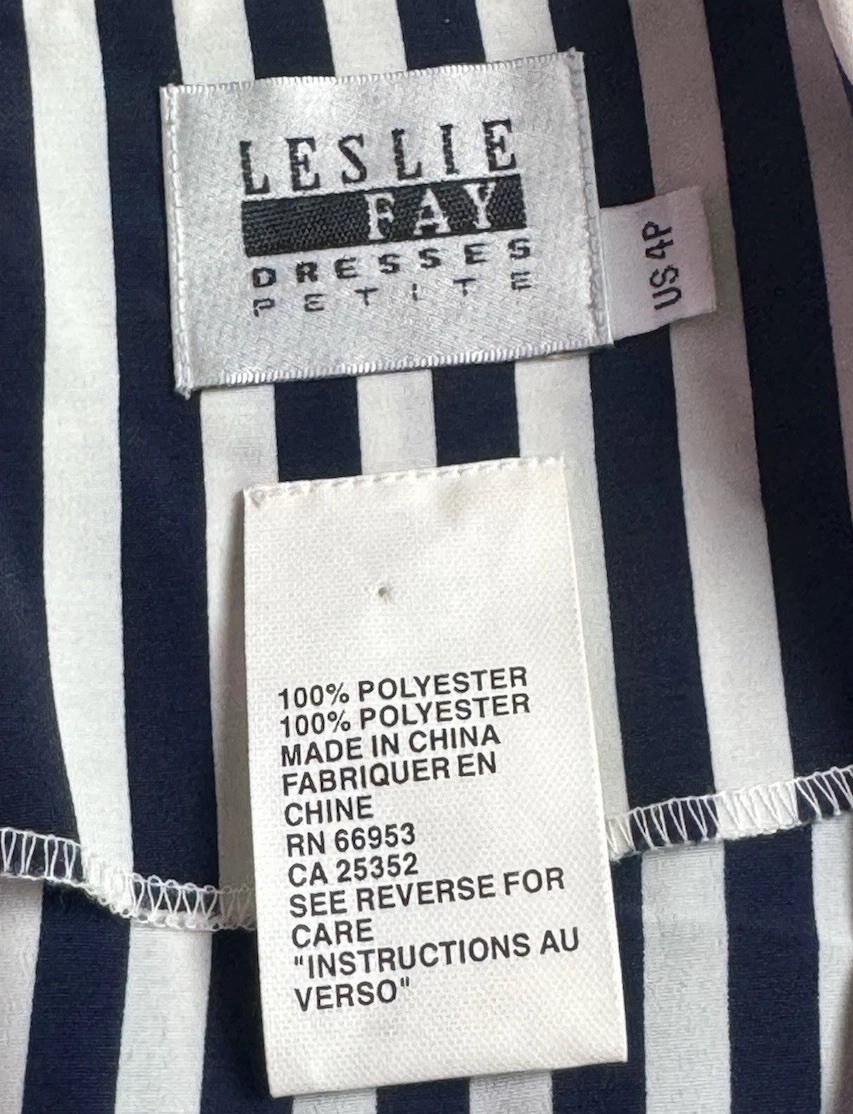 Vintage 80s | Leslie Faye Black White Nautical Striped Dress | Yacht Rock NWT