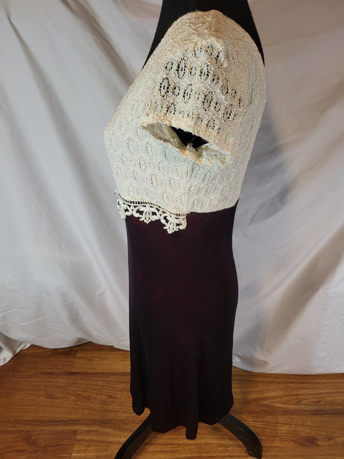 Vintage All That Jazz Size 7/8 Burgandy Lace Acetate Mini Dress