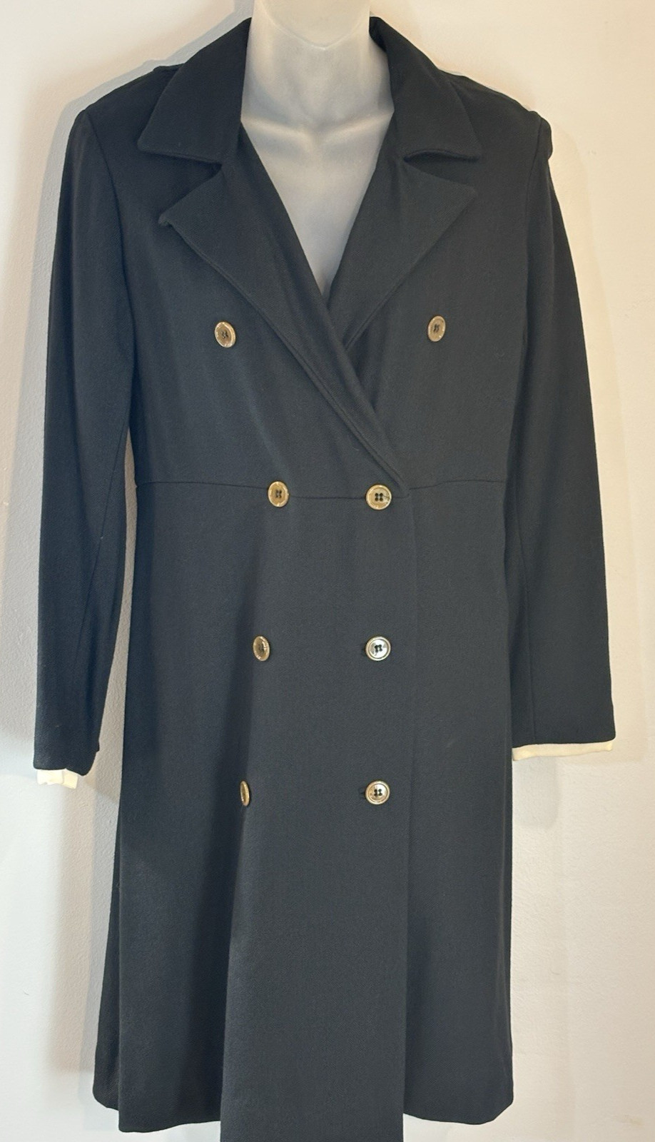 Vintage 1960’S COAT Dress DOUBLE BREASTED FINE KNIT BELTED BACK