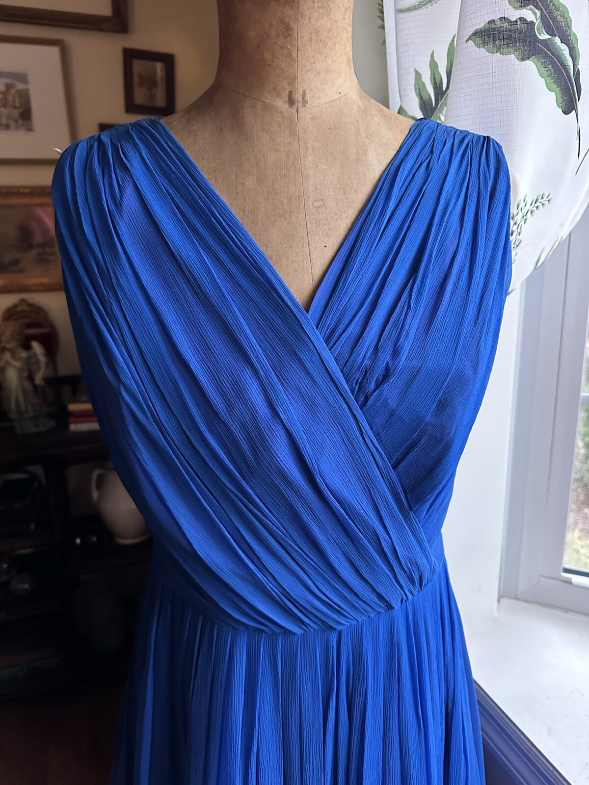Lilli Diamond California VTG Blue Chiffon Party Prom Dress Womens Sz Small