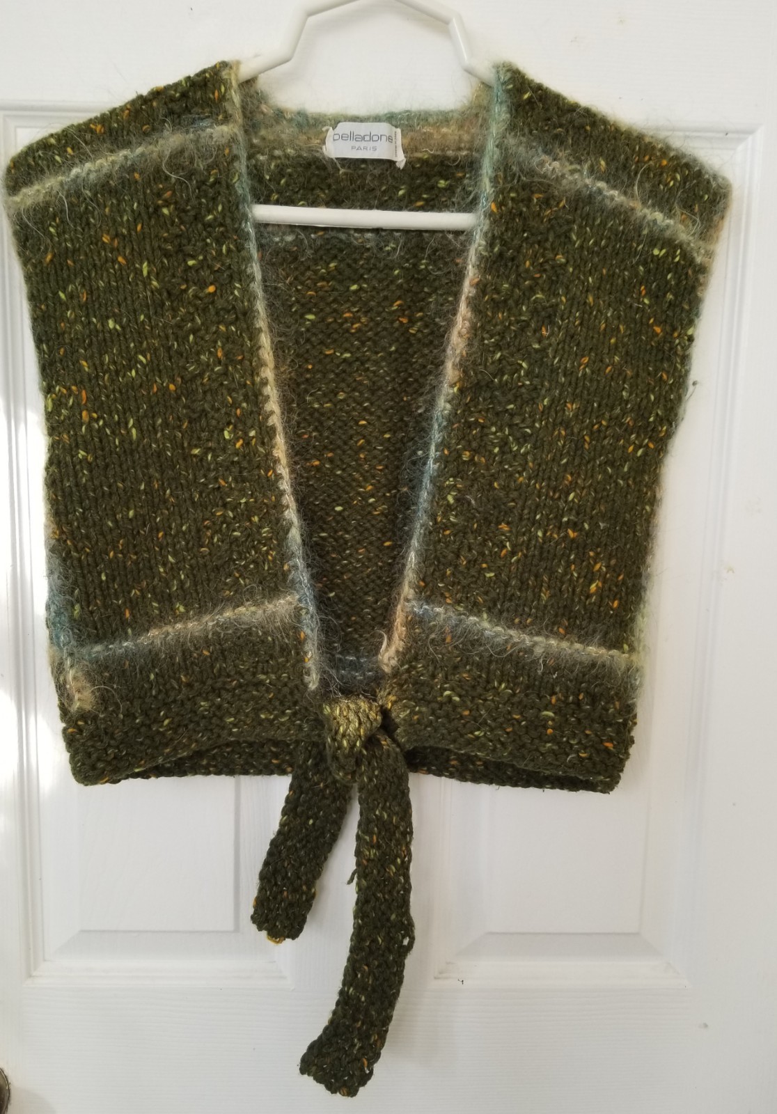 Vintage 1970s Belladone Paris Olive Green/Multi Flecked Knit Vest Euro Size 1