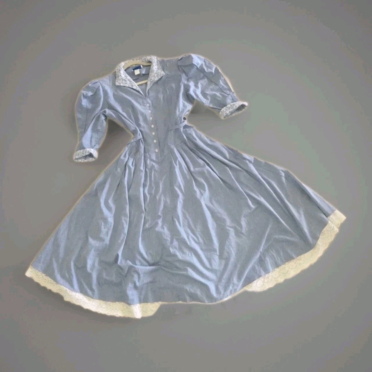 Vintage Periwinkle Blue And Lace Dress