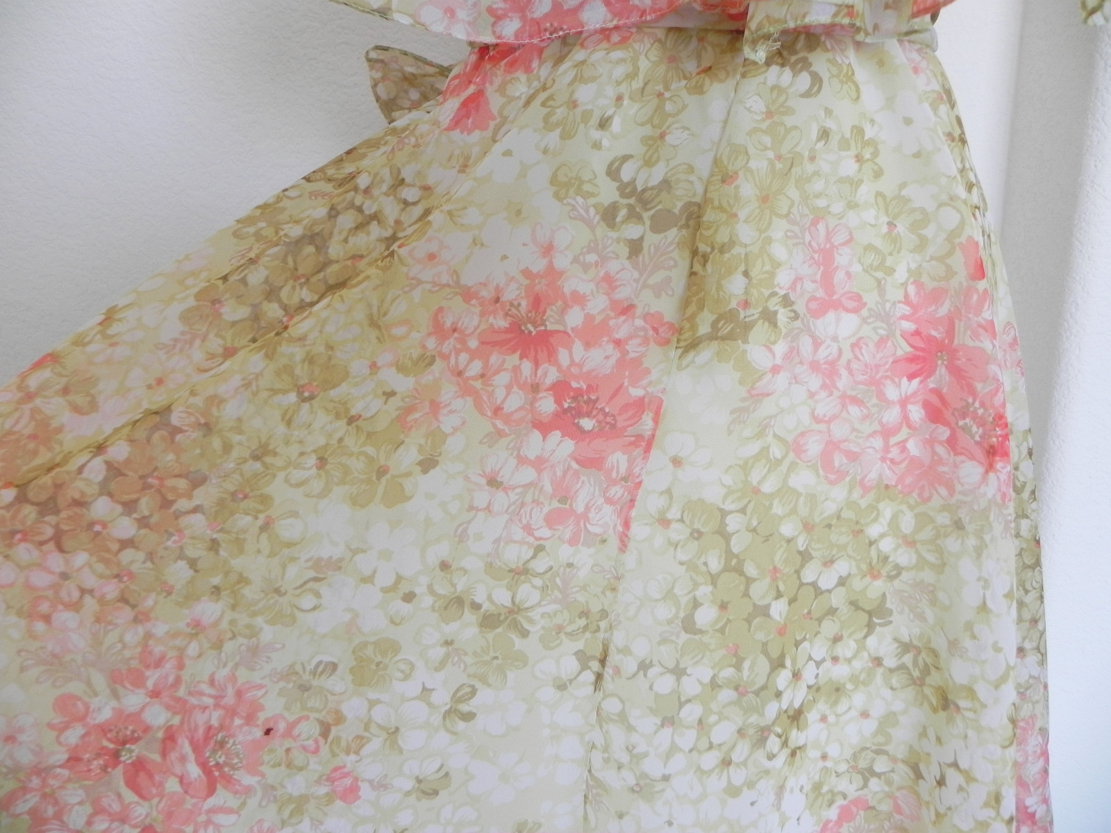 Vtg Don Luis de Espana RARE Dress Floral Chiffon Tie Belted Size 10(fits US S)