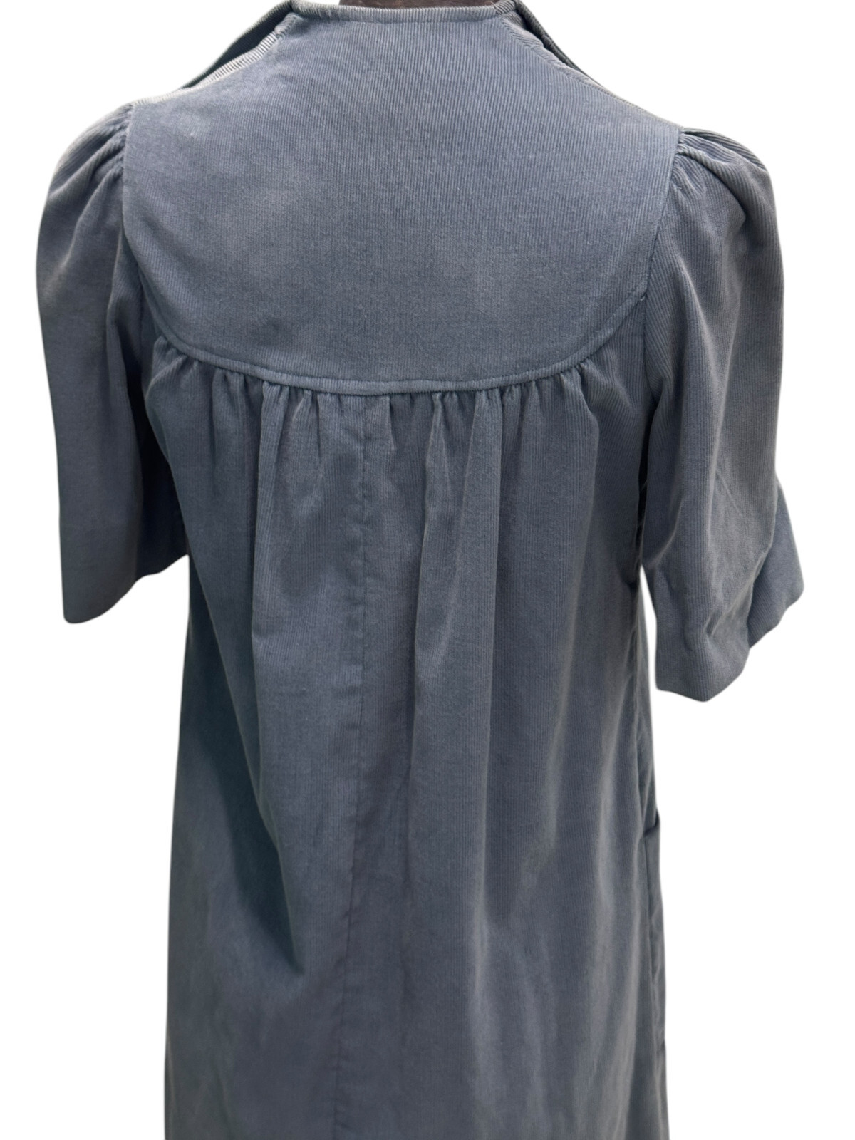 70’s Vintage India Imports Of Rhode Island Blue Corduroy Boho Smock Dress Sz XP