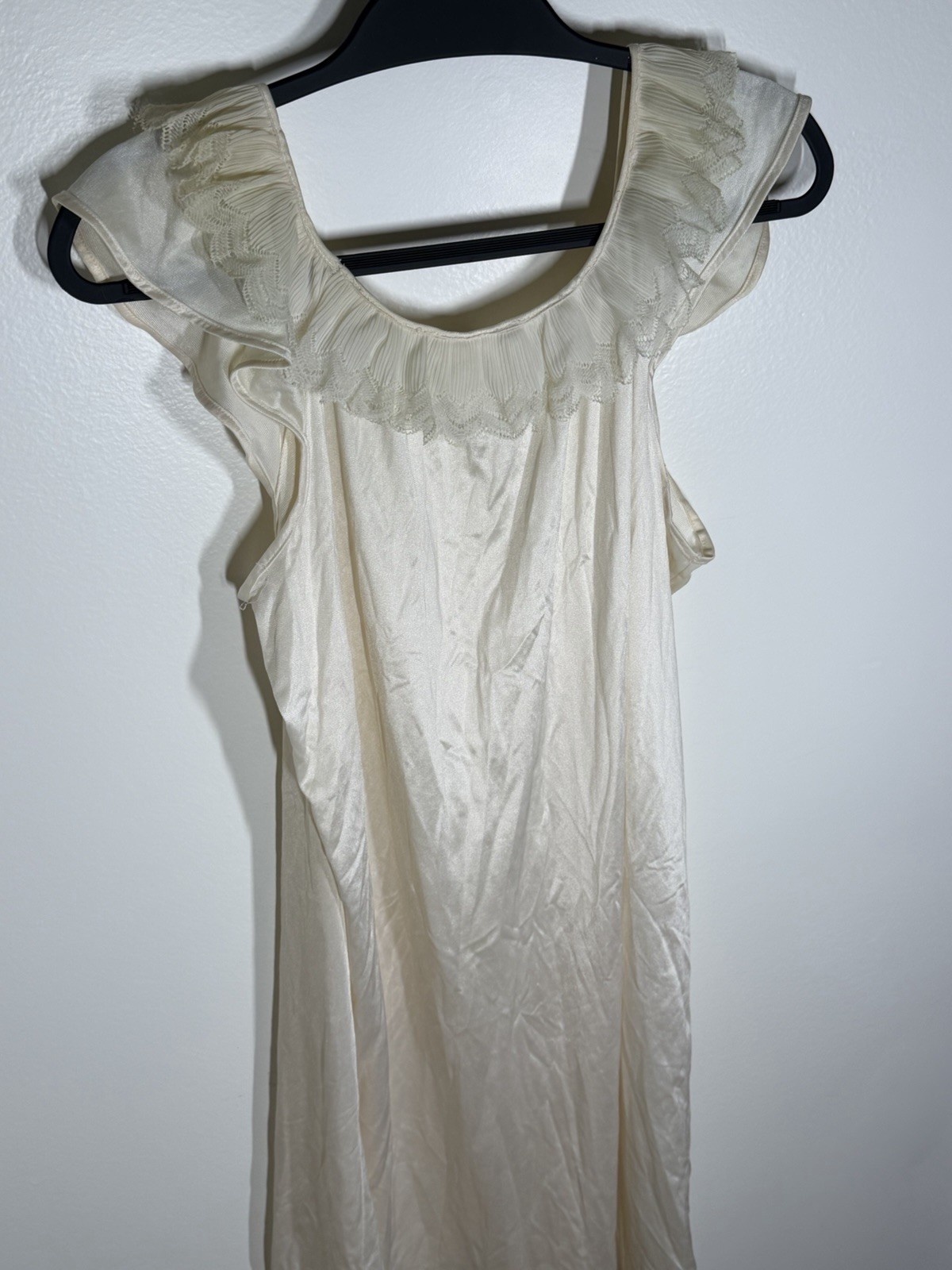 Miss Dia Ivory Nylon Slip Lingerie, Size M Regular, Made in USA