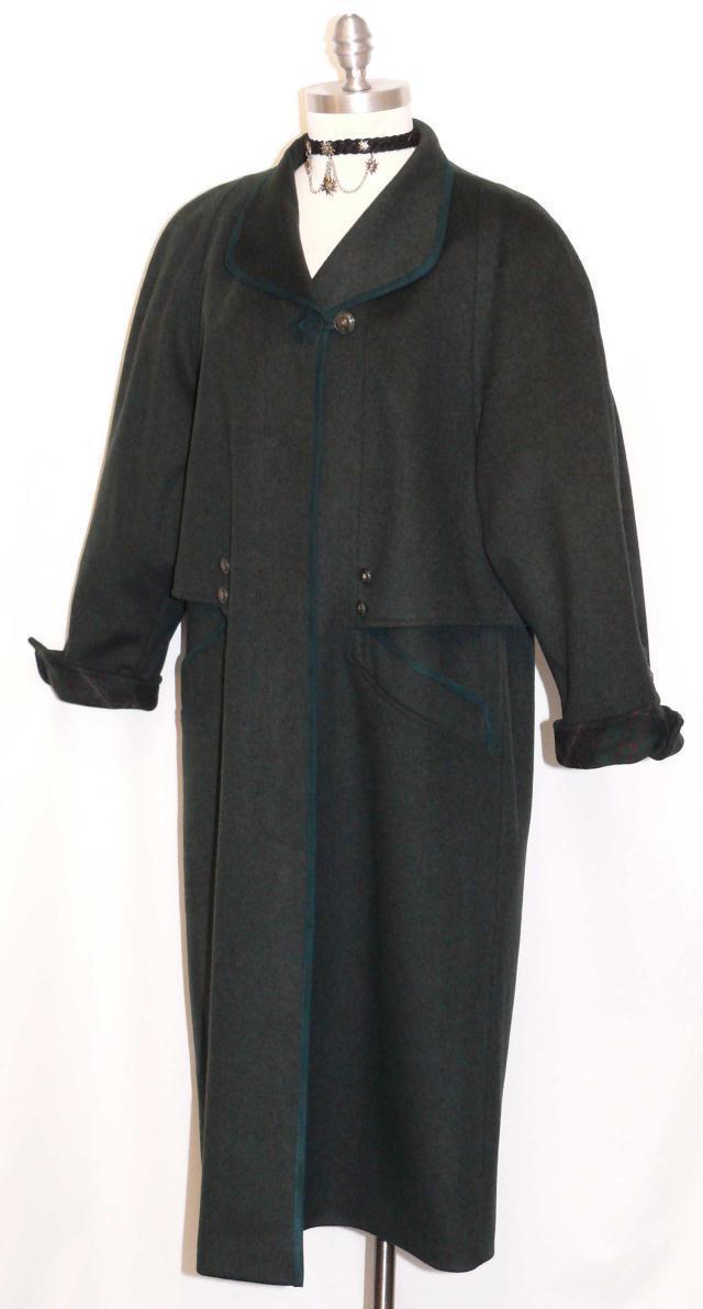 L 14 B45″ Loden Wool, ALPACA Long WINTER COAT Green Jacket Women WARM German