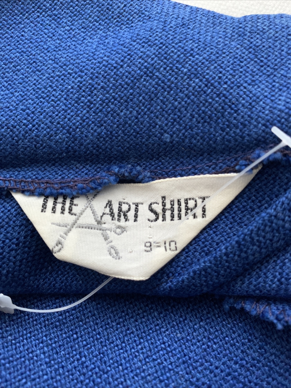 Vintage 70s The Art Shirt Mod Royal Blue Trapeze Dress Embroidered Size 9/10