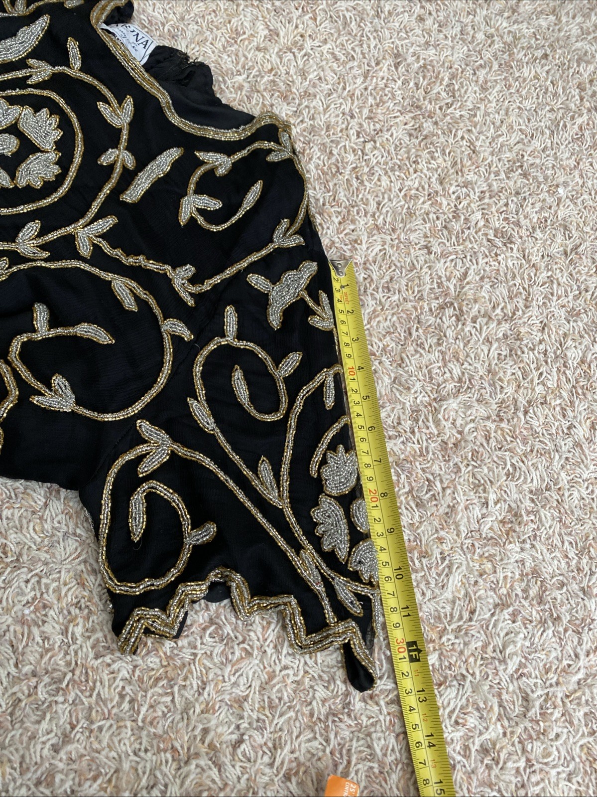 Vtg Carina Women’s Lot Of 2 Silk Beaded Two Piece Outfit Top Skirt Black Sz 3XL