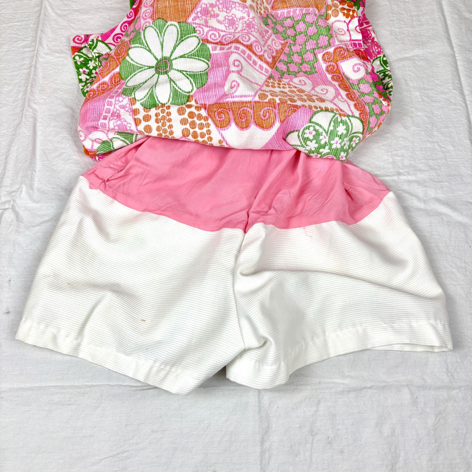 Vintage 60s Handmade Shift Dress Skort Floral Psychedelic Groovy Retro Hippie