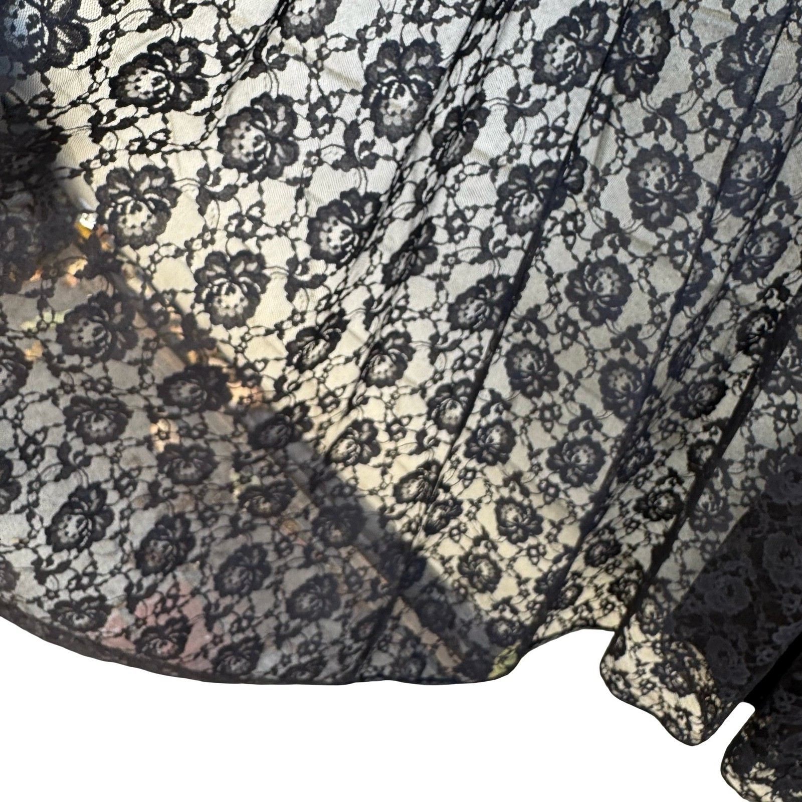 Glydons Hollywood Vintage Black Lace Maxi Duster Robe Bell Sleeve Witchy Goth Sm