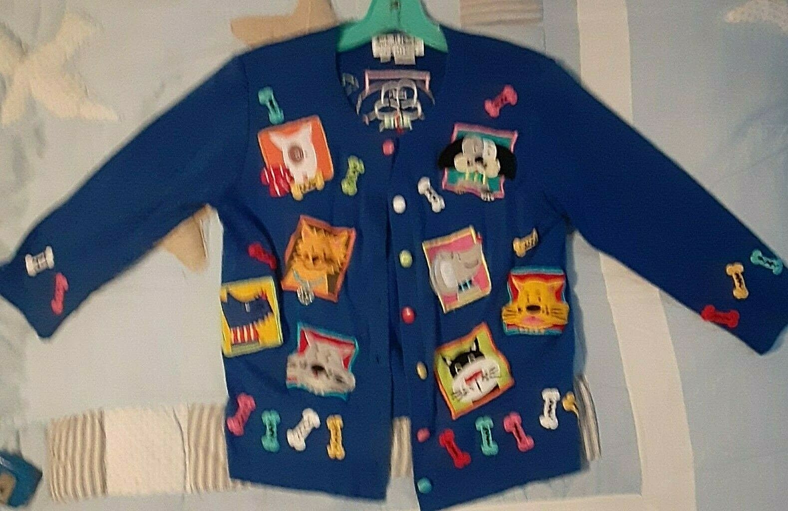 Jack B. Quick Sweater with Embellished Dog Appliques, Petite Small