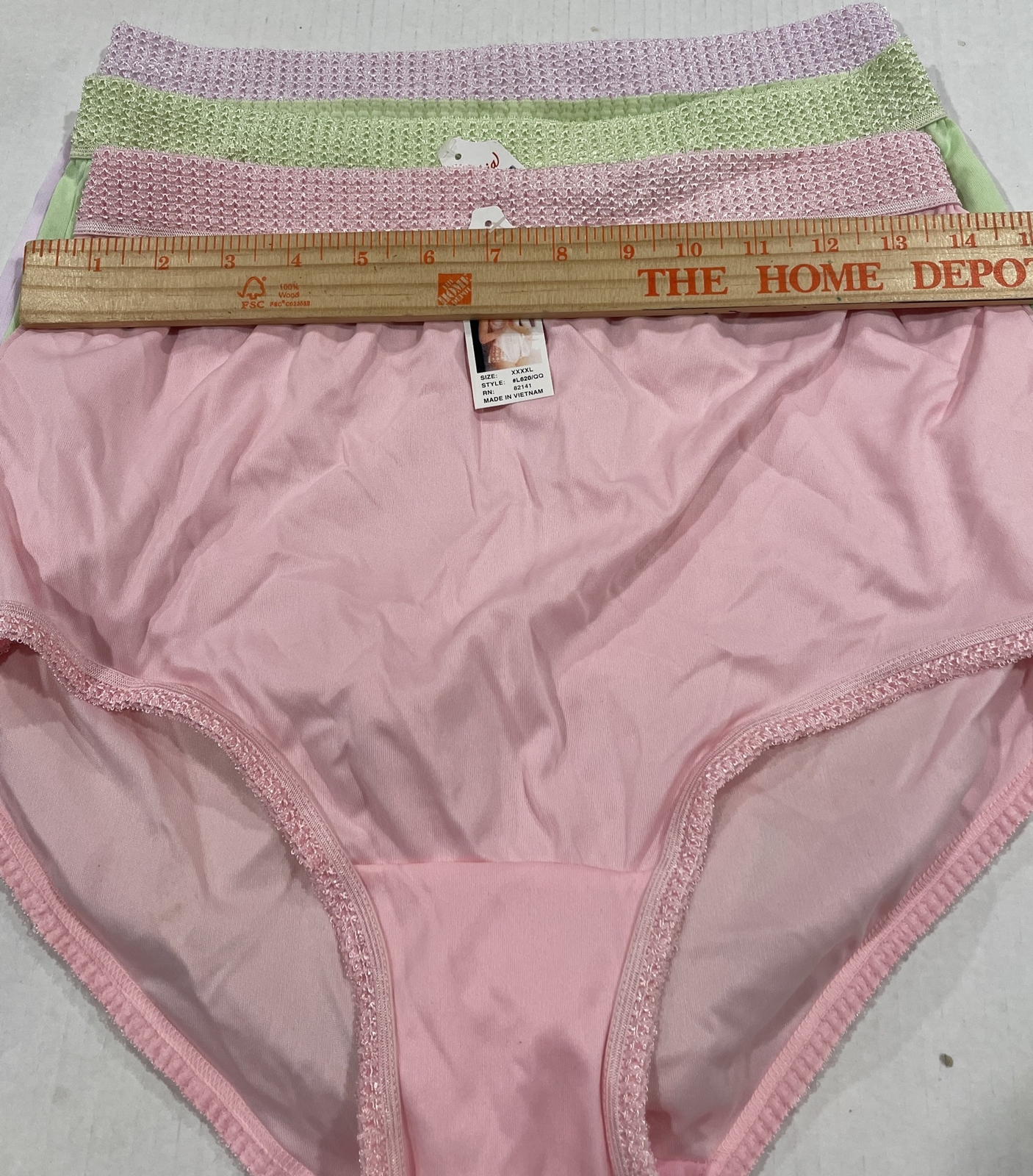 3-Vtg Sophia Nylon Panties Elastic Waist & Thigh Pink Purple Green XXXXL NWT
