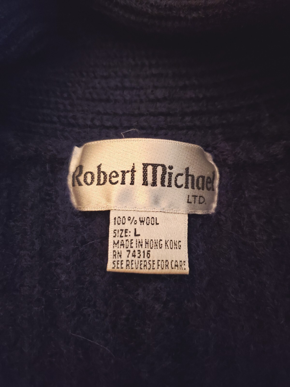 Vtg Robert Michael 2 Button Wool Sweater Women’s L (Moth Holes) Cardigan 1980’s