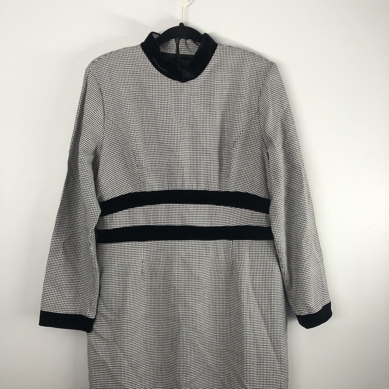 Misty Lane Womens Size 12 USA Union Made Houndstooth Maxi Dress Holiday Vintage