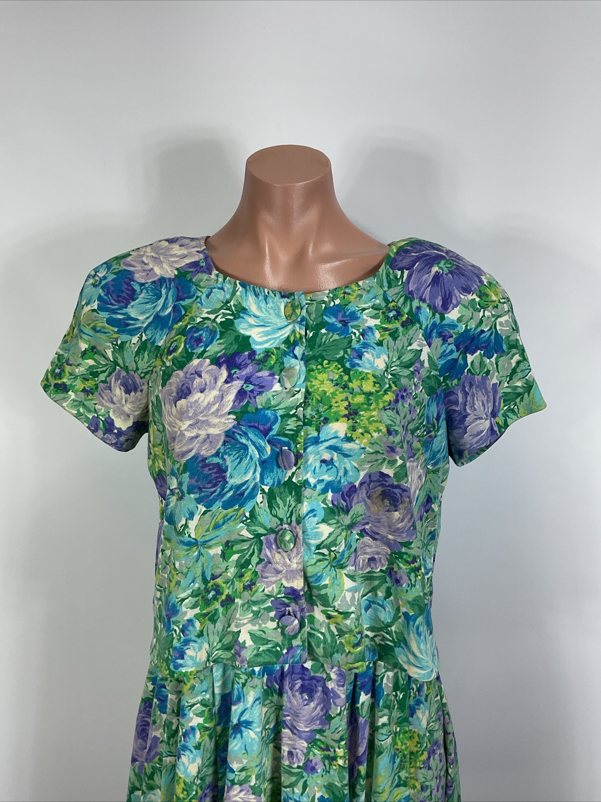 Vintage Expo Dress 80s Floral Sundress Puff Sleeve Cardigan Set Cottagecore Sz 8