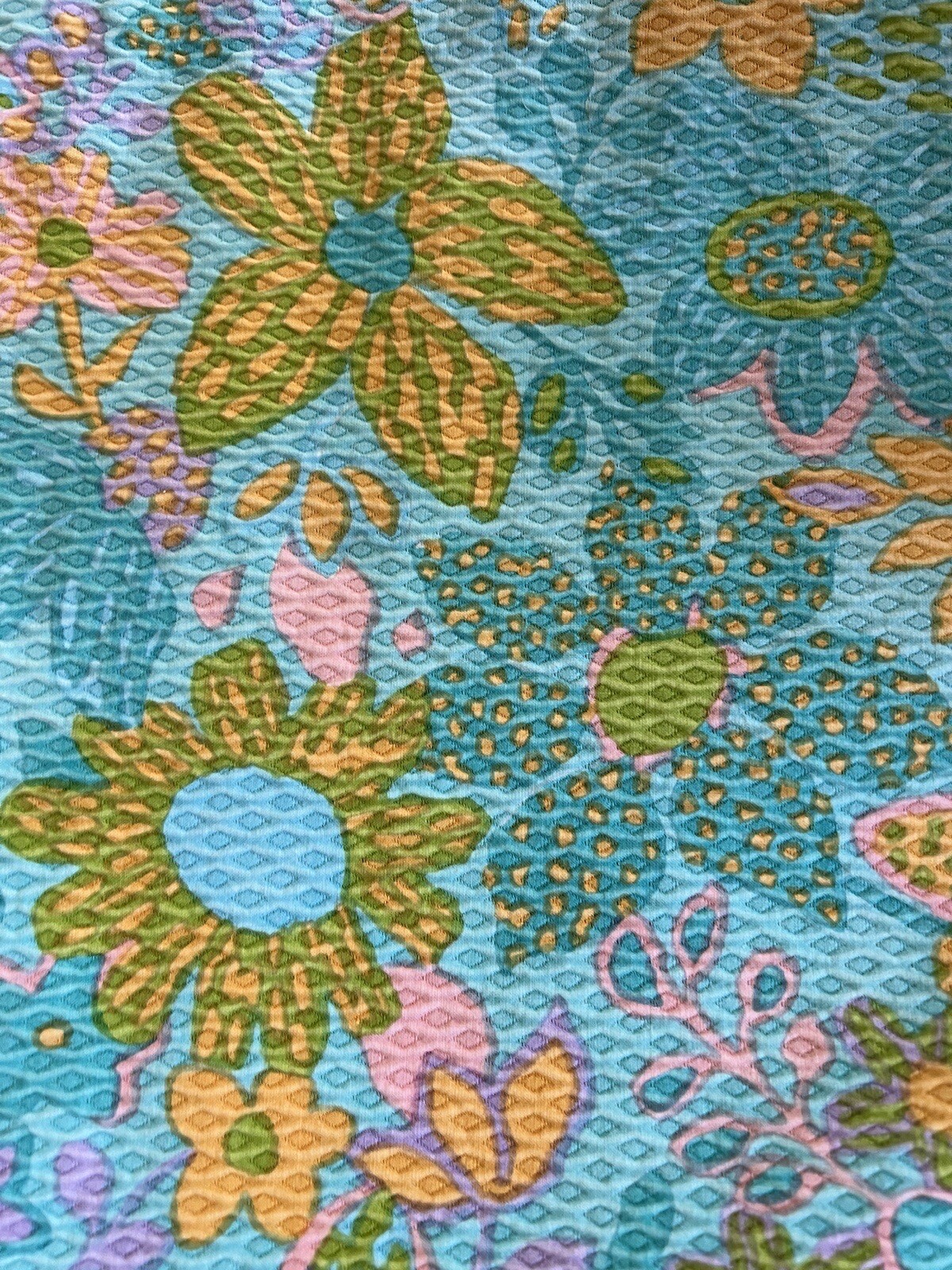 VTG 1960’s Green Pink Orange Damask Floral Shabby Chic Sun Mini Dress S M GREAT