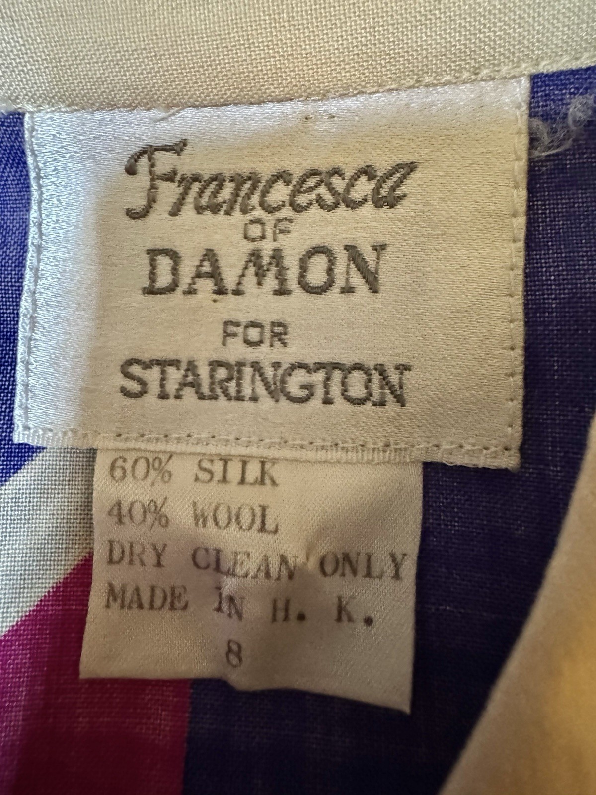 Vtg Francesca Damon Starington Silk Wool Puff Sleeve Blouse Shirt Wide Cuff XS S