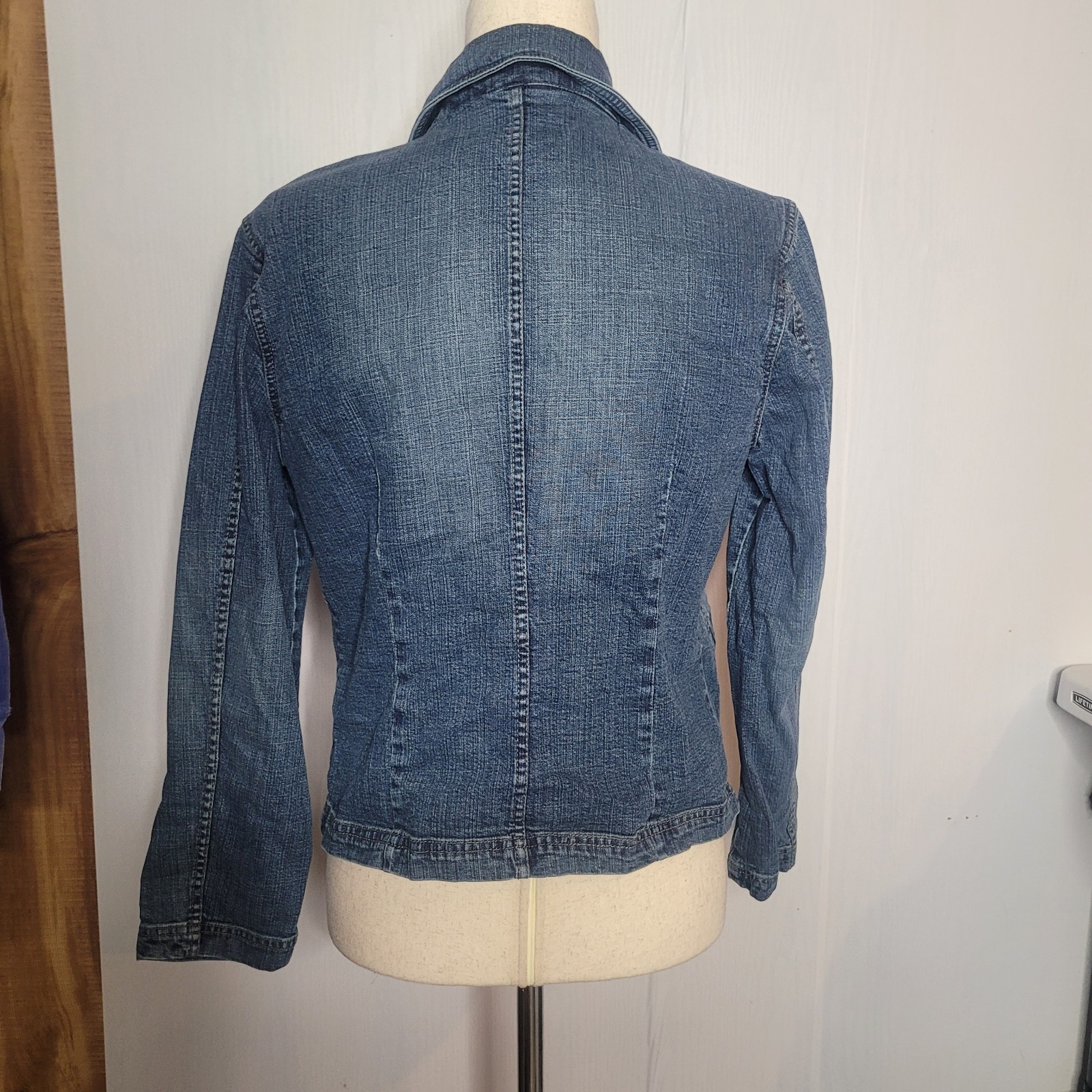 Blue Willi’s denim jacket full-zip closure distinct zippered pock Sz M Y2K/90