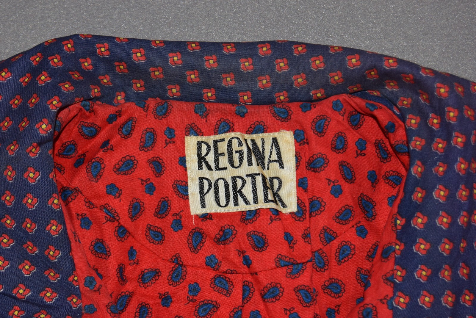 Vintage Regina Porter Dress Womens Small Blue Floral Paisley House Day 70s