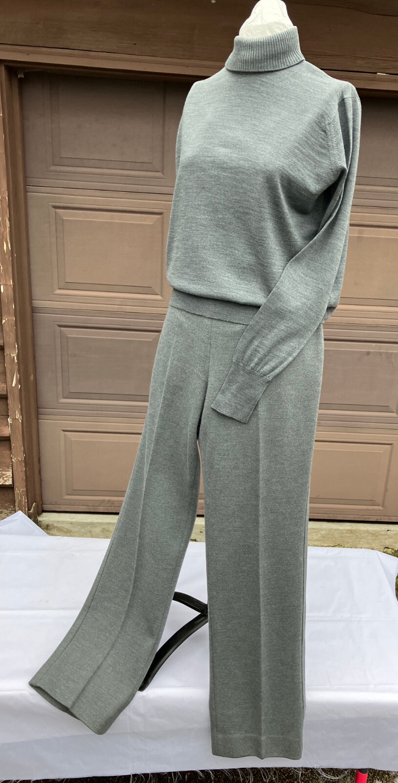 $310 orig NWT NOS sz 12 Bleyle suit pant jacket blue vintage virgin wool stretch