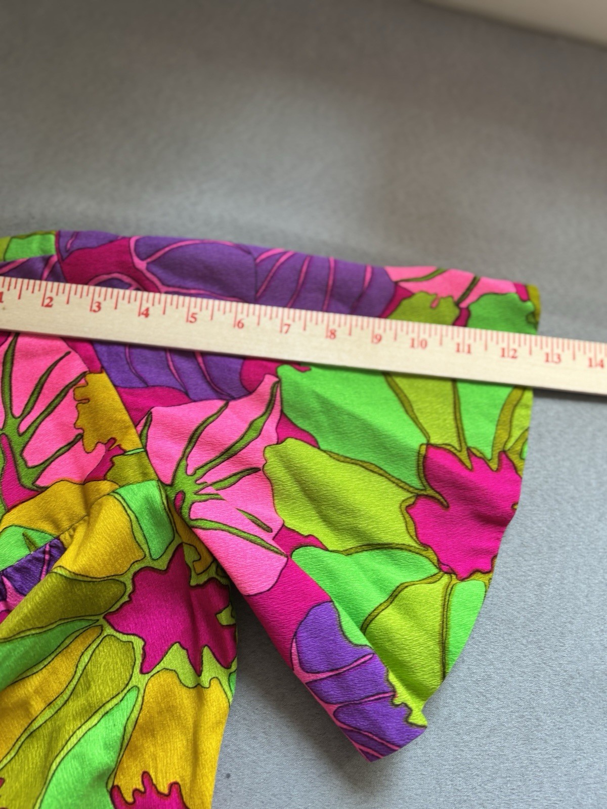 Vtg 60’s Handmade Mod Shift Dress Psychedelic Floral Flutter Sleeve Resort House