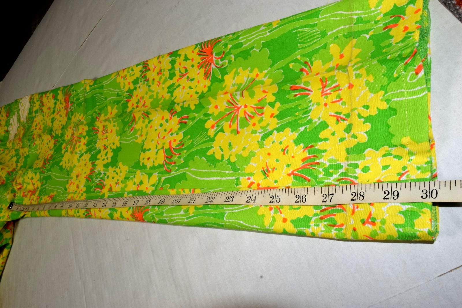 Vintage Lilly Pulitzer Pants Size 28X30 Green Yellow Floral Pocket Appliques Zip