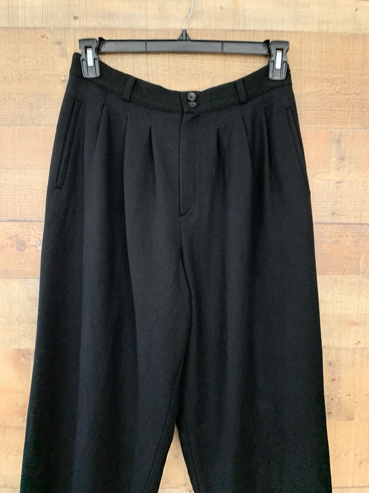 Vintage Alanni Black Wool Pleated Lined Trousers Size 12 Cozy