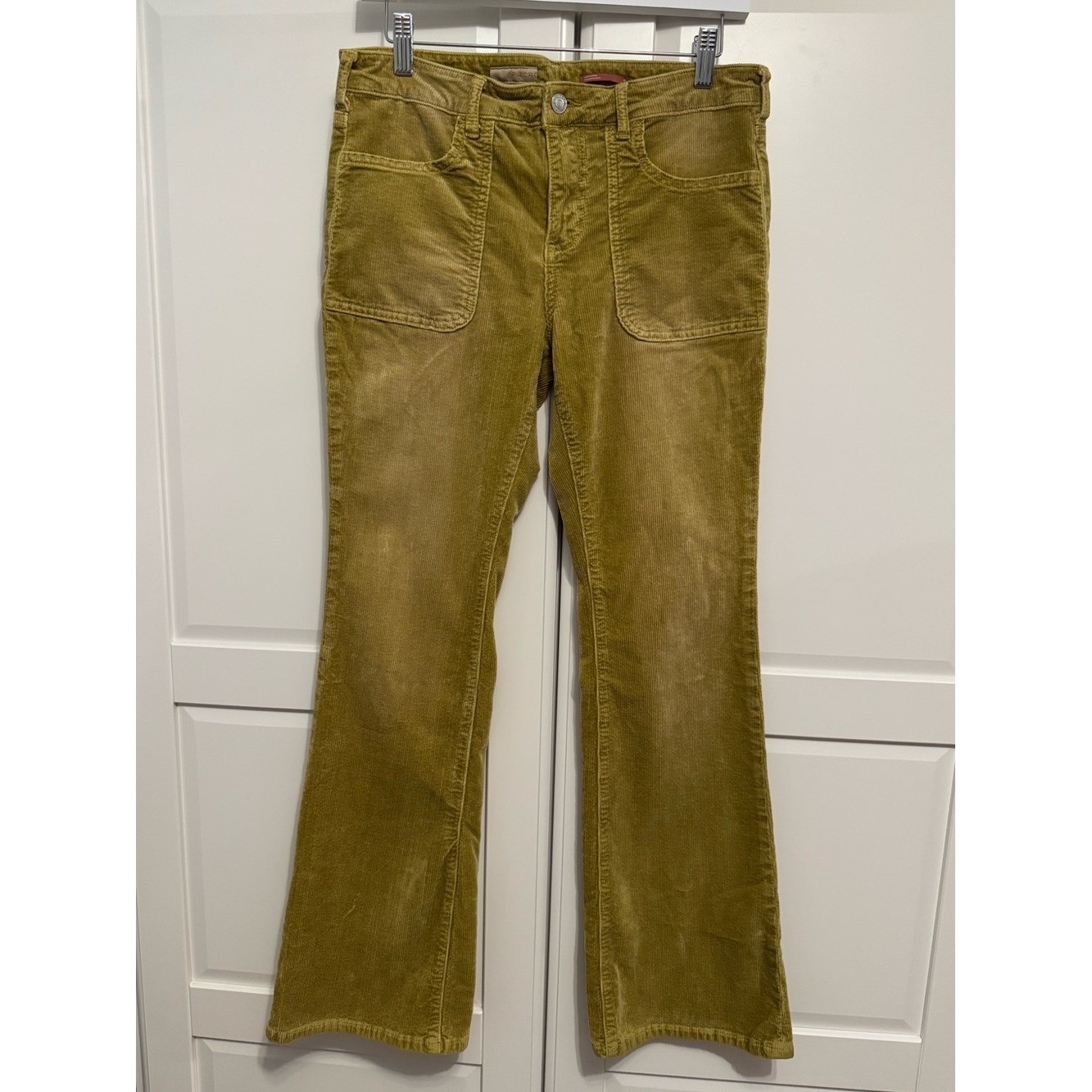 Anthropologie Pilcro Icon Corduroy Flare Jeans Large Rounded Front Pockets 29