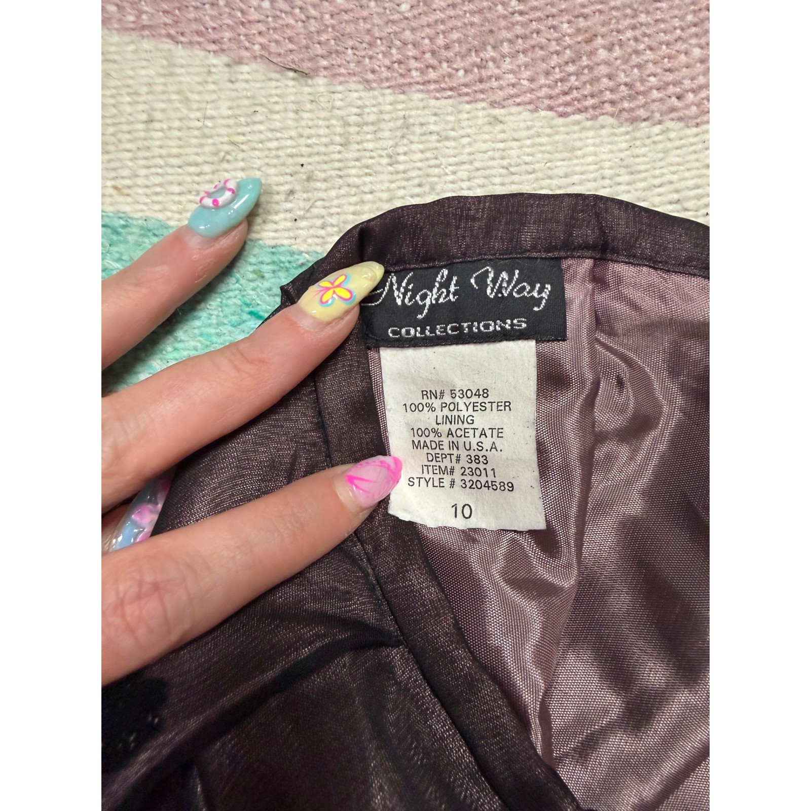 Vintage Night Way Formal Maxi Skirt Sz10 Black Floral Flocked Mesh Gothic Prom