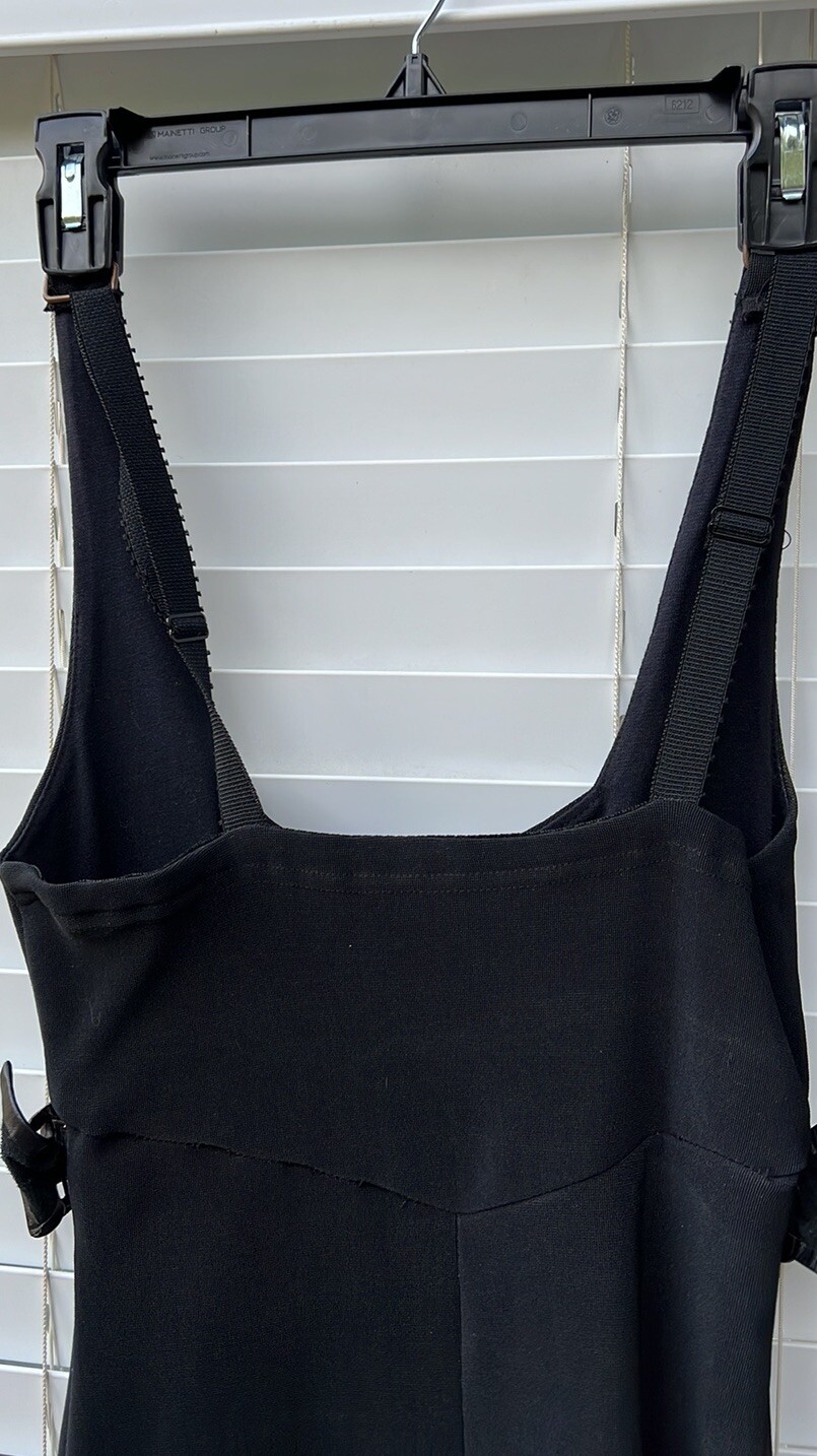 Vintage Brandenburg Maille black midi fitted/ leather accents made in USA sz S