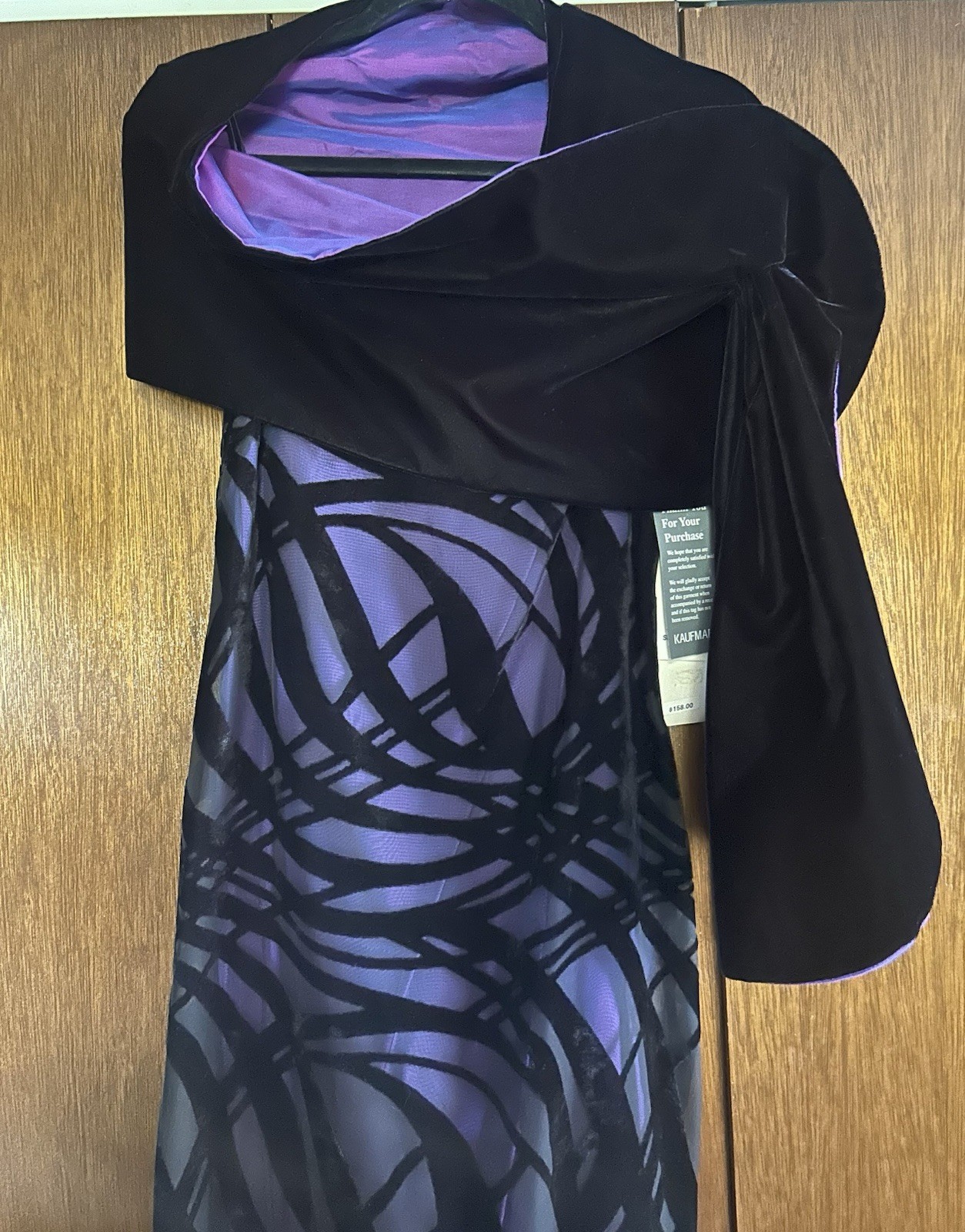 Vintage Arianna by Rachel Kaye Black Purple Velvet Claudie Dress w/Shawl•4•NWT