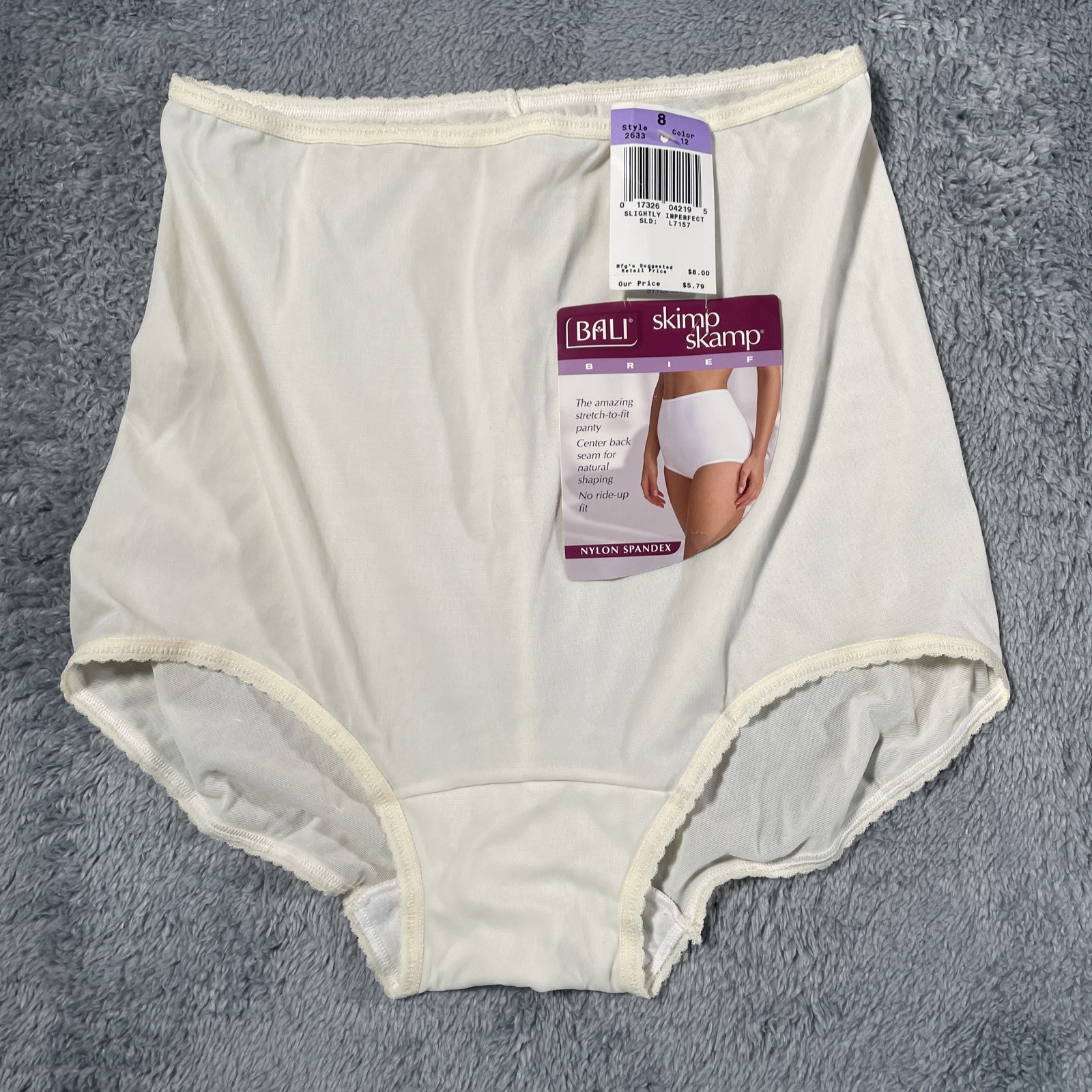Vintage Bali Panties Skimp Skamp Size 12 Nylon Spandex 2633 Ivory Silky Sheer