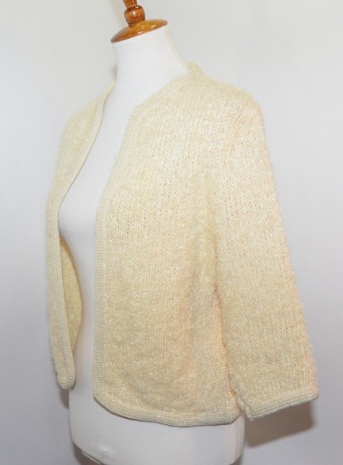 VTG Milrank Sweater Cover Up Mother of the Bride Glittery Sparkle Womens L USA