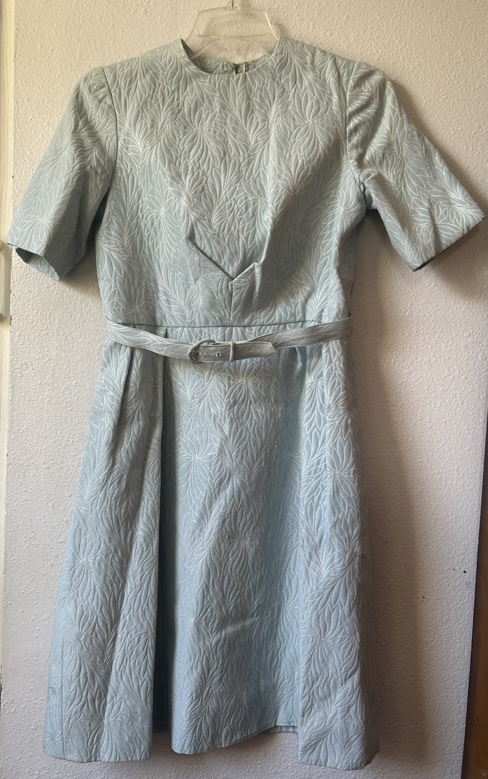 VTG 60’s Quilted Floral Fit Flare Dress Sz 7 Belted Lined Jackie Kennedy READ