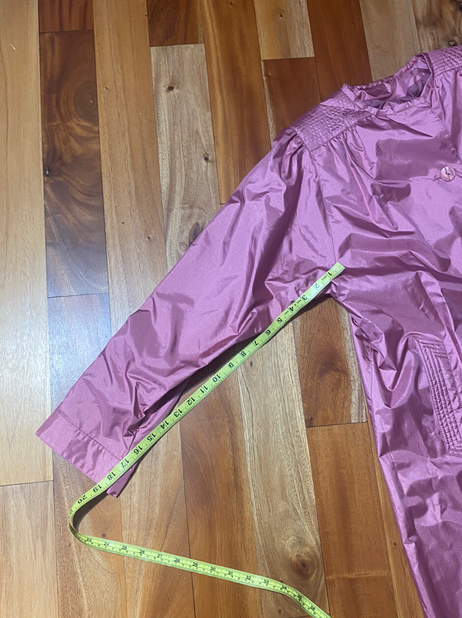 VINTAGE FLEET STREET PINK NYLON BUTTON LUXURY RAIN TRENCH COAT SZ 4